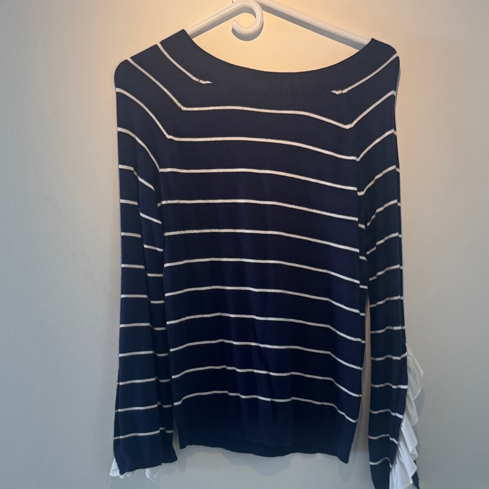 Chelsea28 Navy and White Striped Sweater